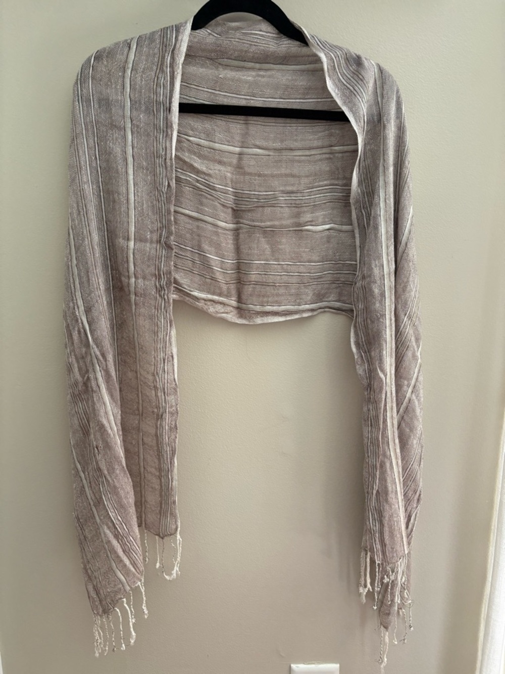 Light Taupe Striped Shawl Scarf